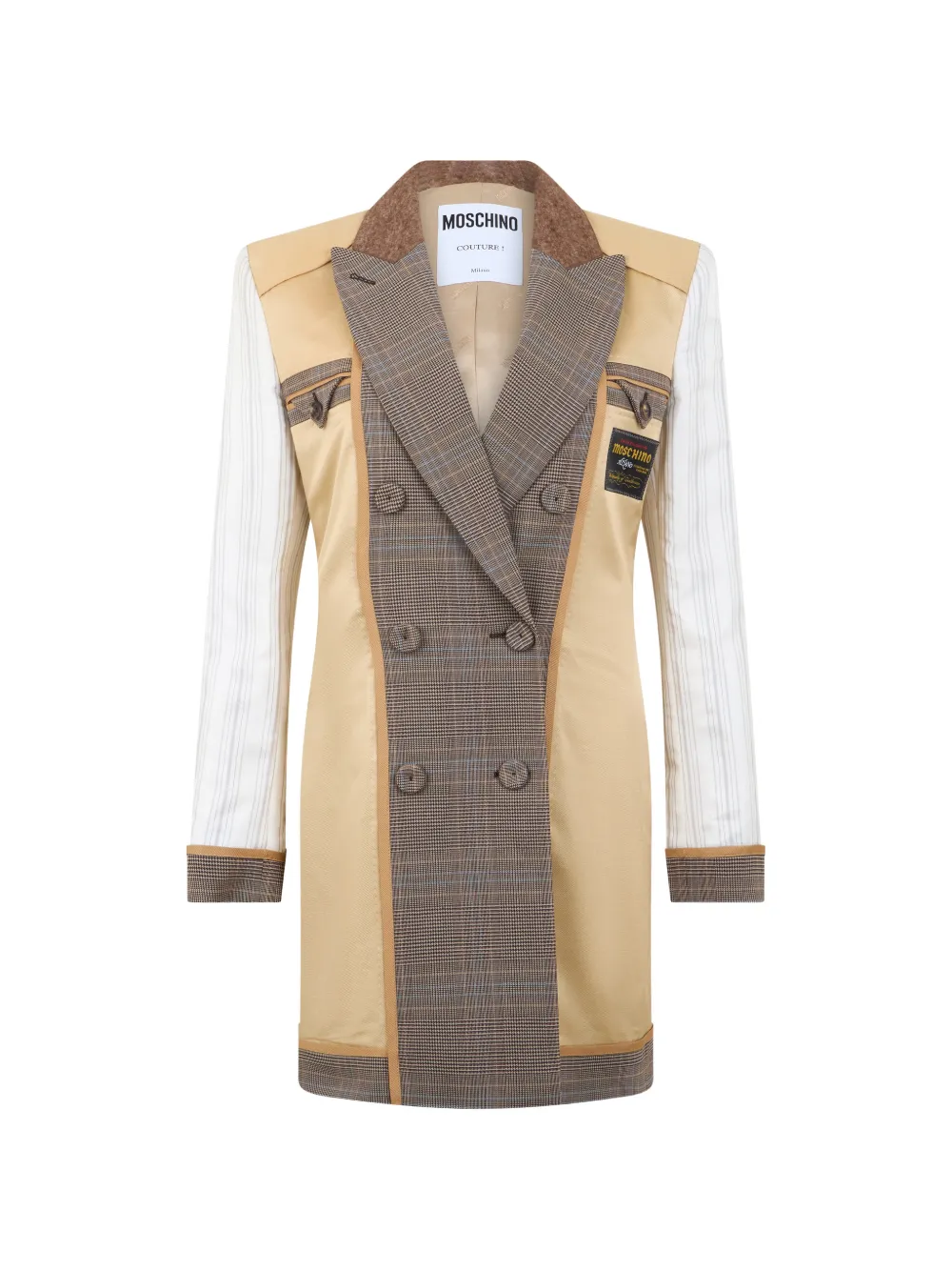 Moschino double-breasted patchwork coat - Nude