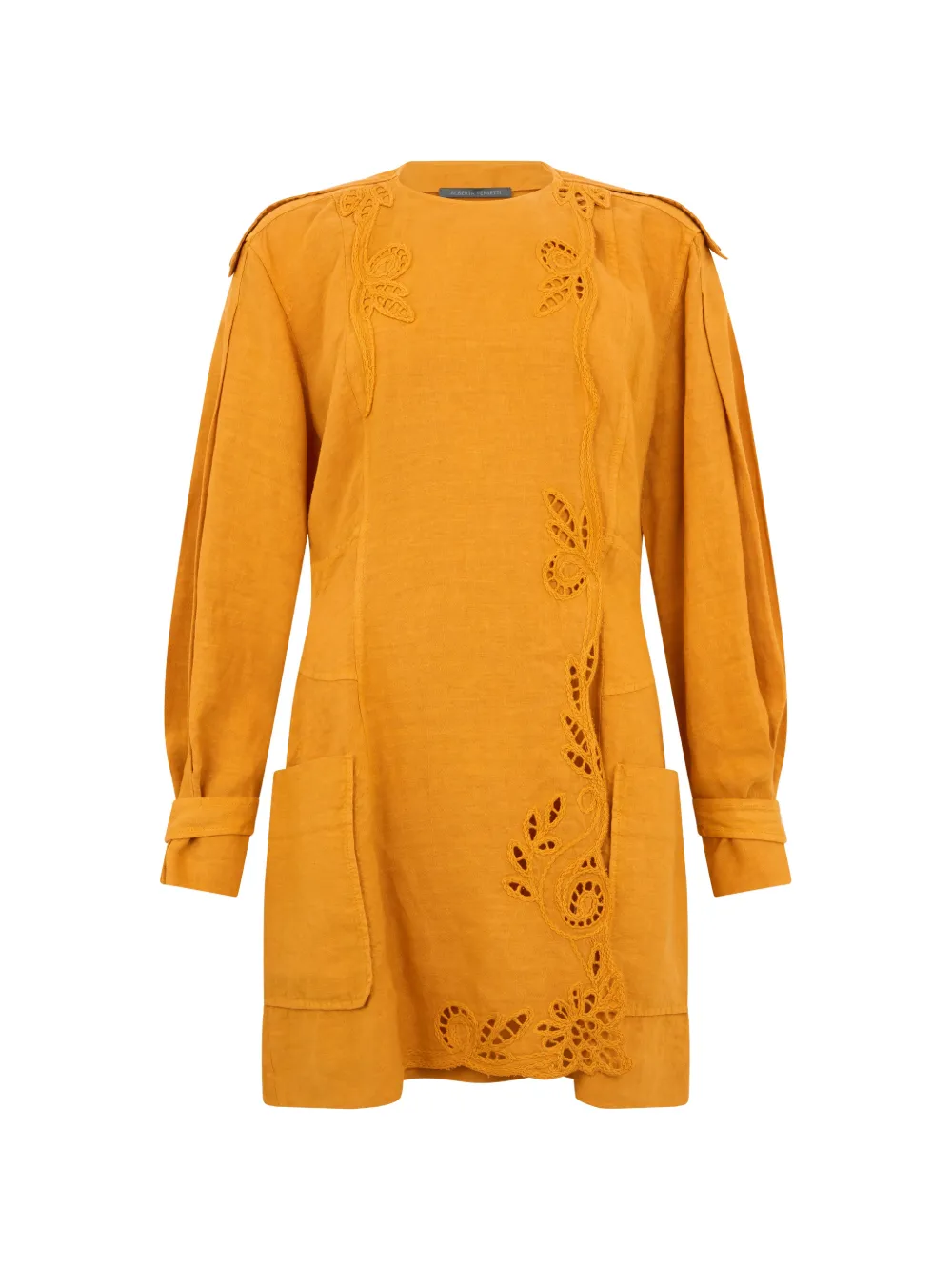 Alberta Ferretti broderie-anglaise long-sleeve mini dress - Giallo