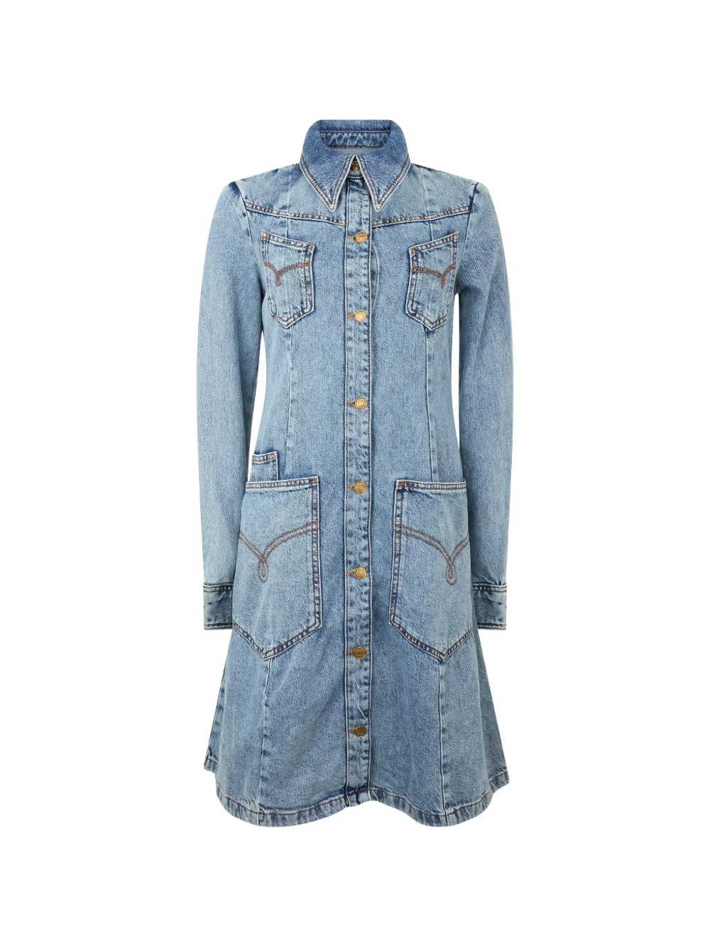 Moschino button-up flared-skirt mini dress - Blu