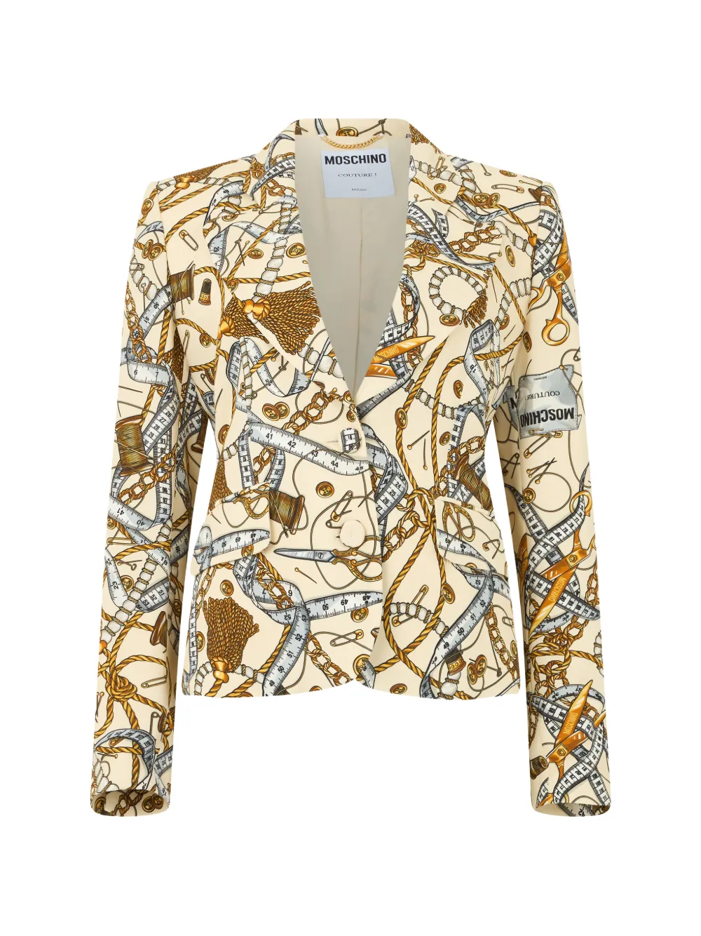 Moschino sewing-print slim-fit jacket - Nude
