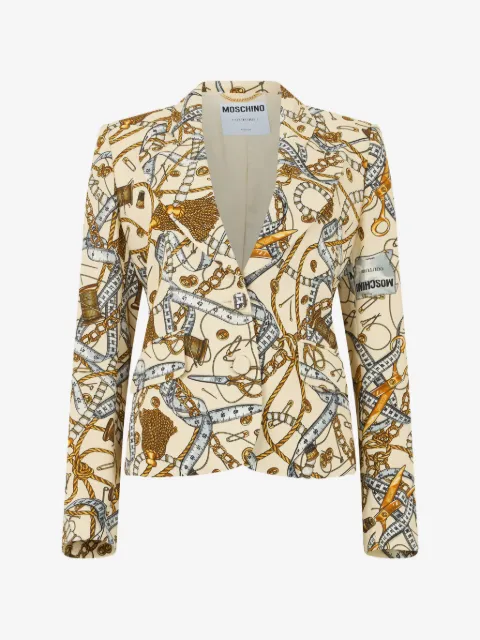 Moschino sewing-print slim-fit jacket