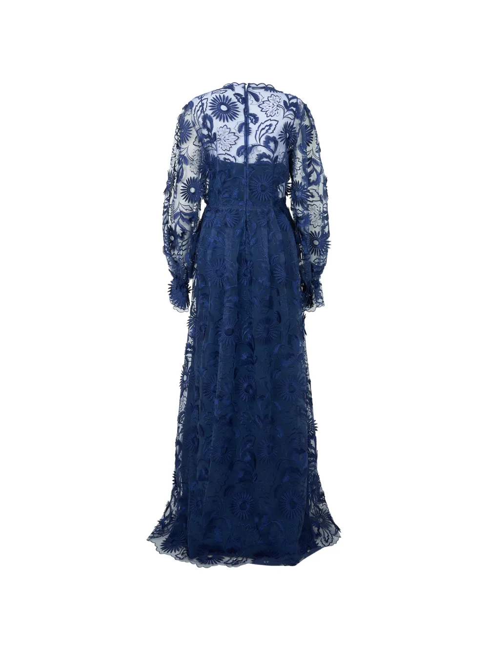 Alberta Ferretti Maxi-jurk met geborduurde bloemen en lange mouwen Blauw
