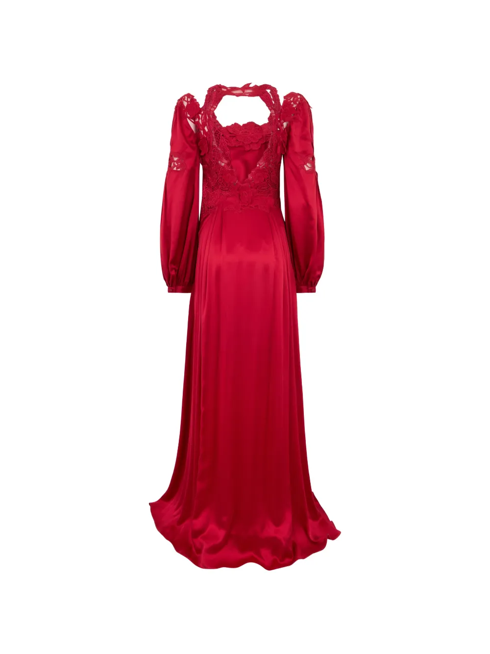 Alberta Ferretti puff-sleeve silk maxi dress - Rosso