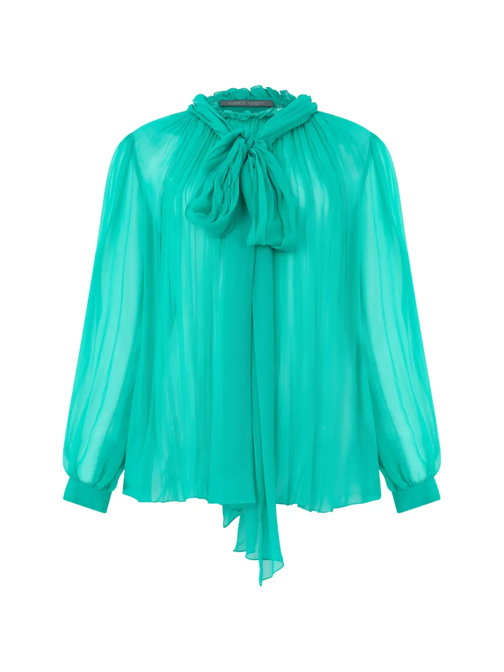 Alberta Ferretti pussy-bow pleated blouse - Verde