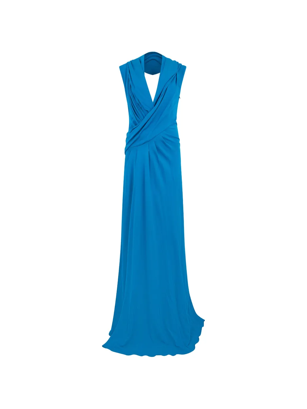 Alberta Ferretti Draped Open-back Maxi Gown In Blue