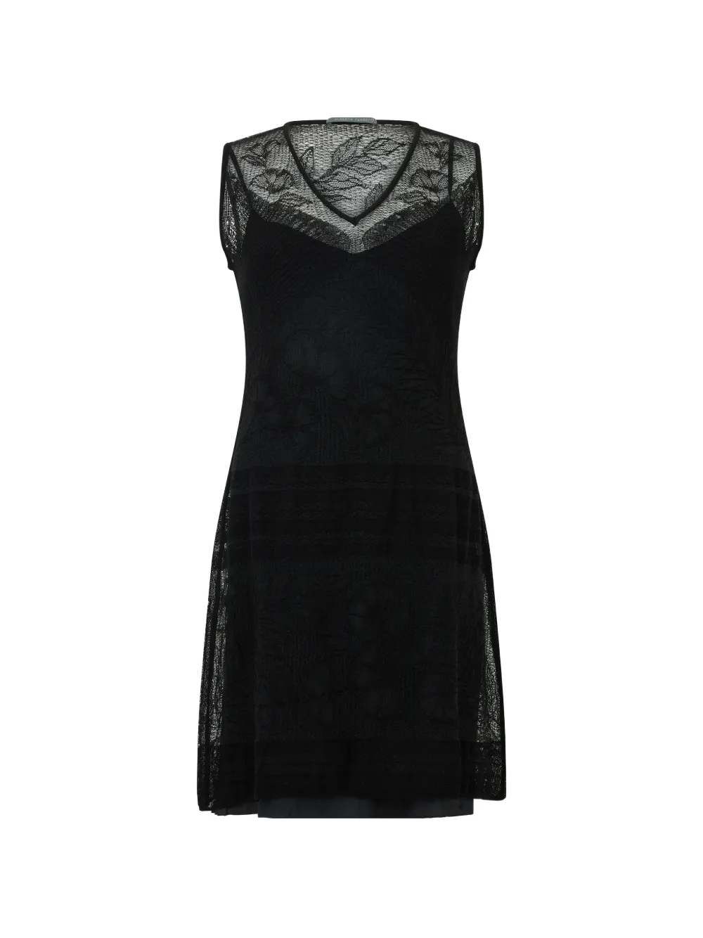 Alberta Ferretti lace-panel sleeveless mini dress - Nero