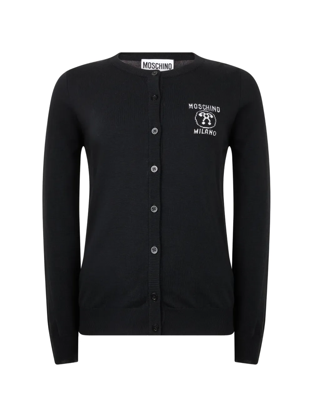 Moschino logo-embroidered virgin-wool cardigan - Nero