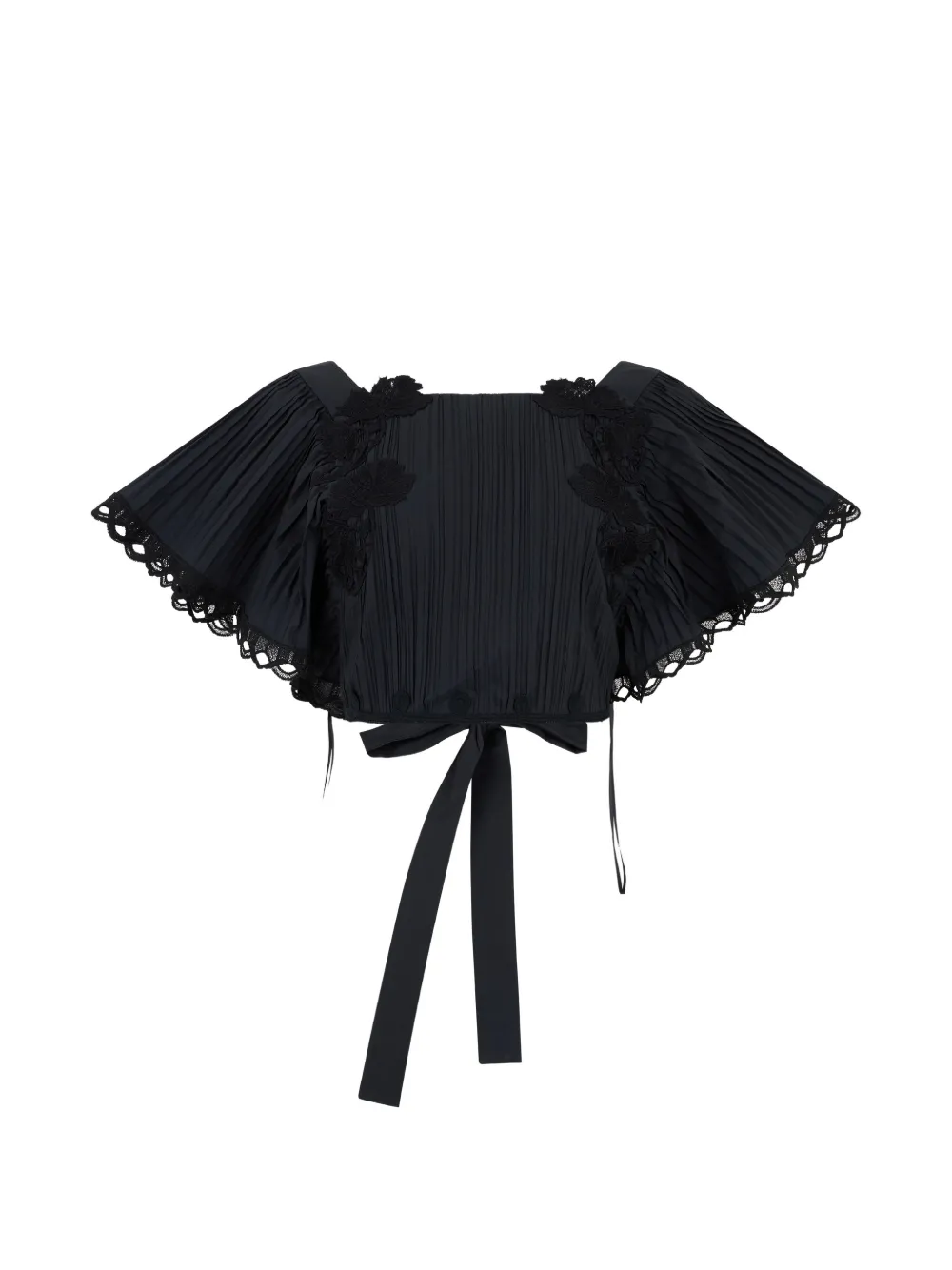 Alberta Ferretti Geplooide top met bloemapplicatie Zwart