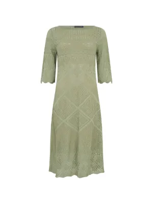 alberta ferretti crochet dress Alberta Ferretti crochet-knit three-quarter Sleeve Midi Dress | Orange
