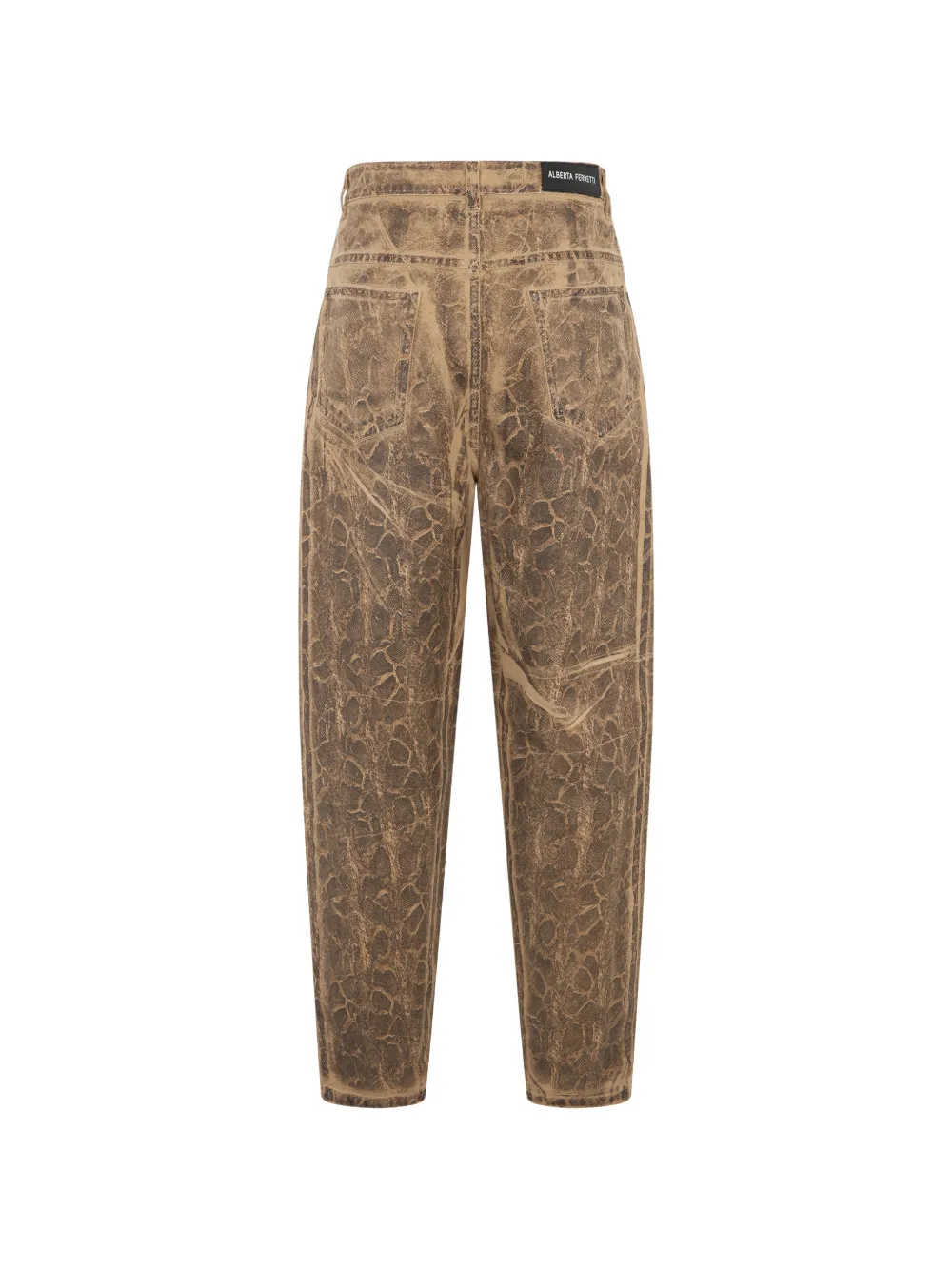 Alberta Ferretti Jeans met toelopende pijpen en dierenprint Beige