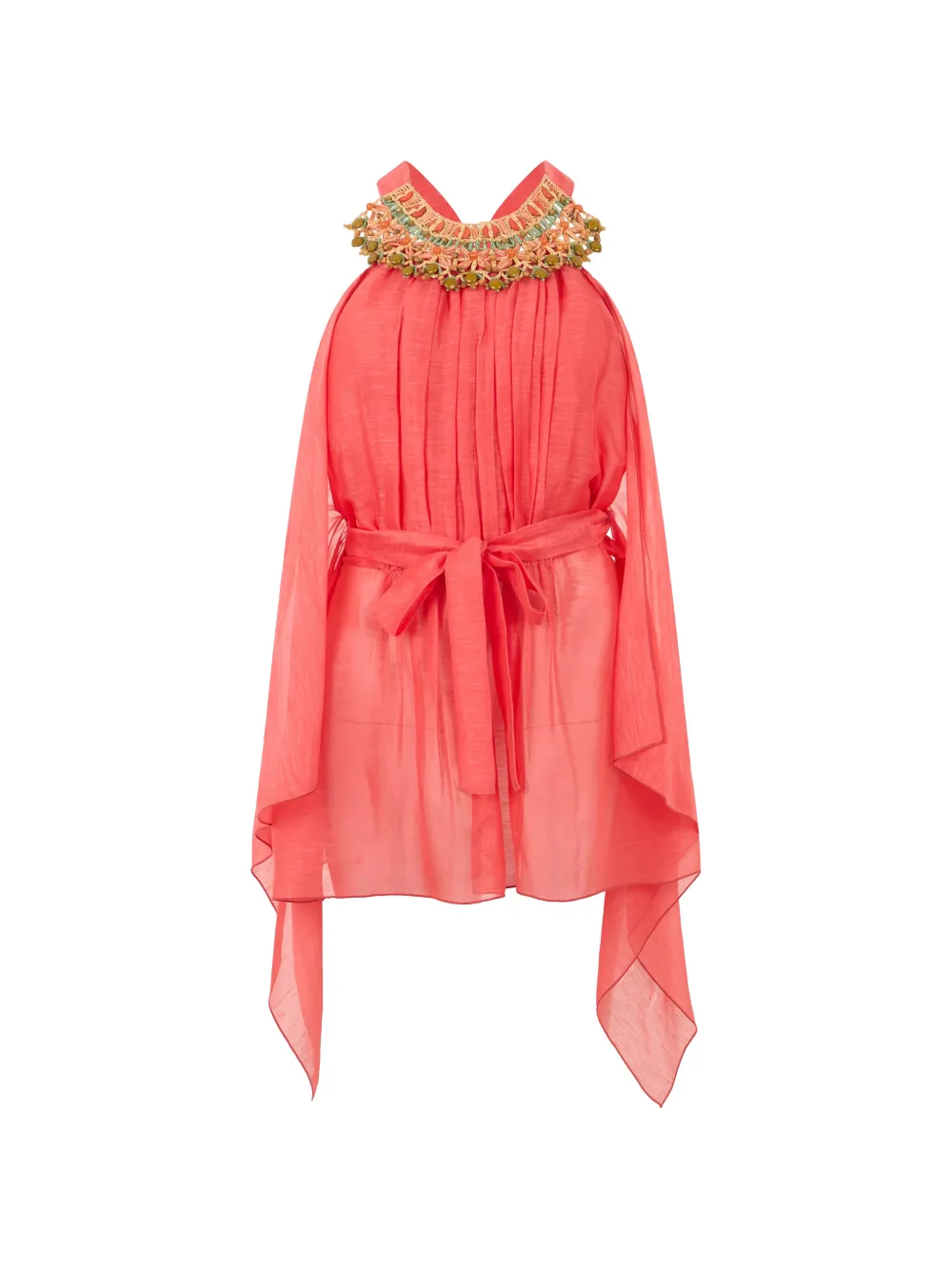 Alberta Ferretti bead-embellished belted blouse - Rosa