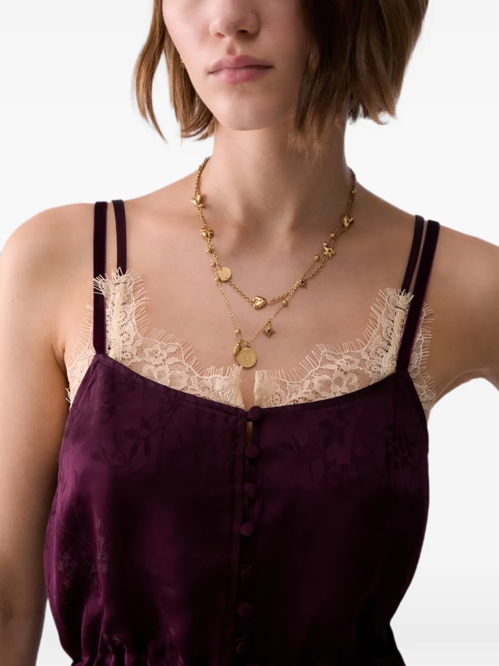 LIU JO Satijnen lingerie top met jacquard Paars