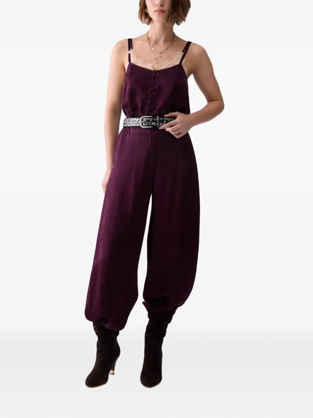 LIU JO Satijnen lingerie top met jacquard Paars