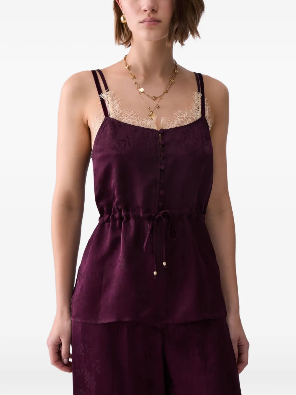 LIU JO Satijnen lingerie top met jacquard Paars