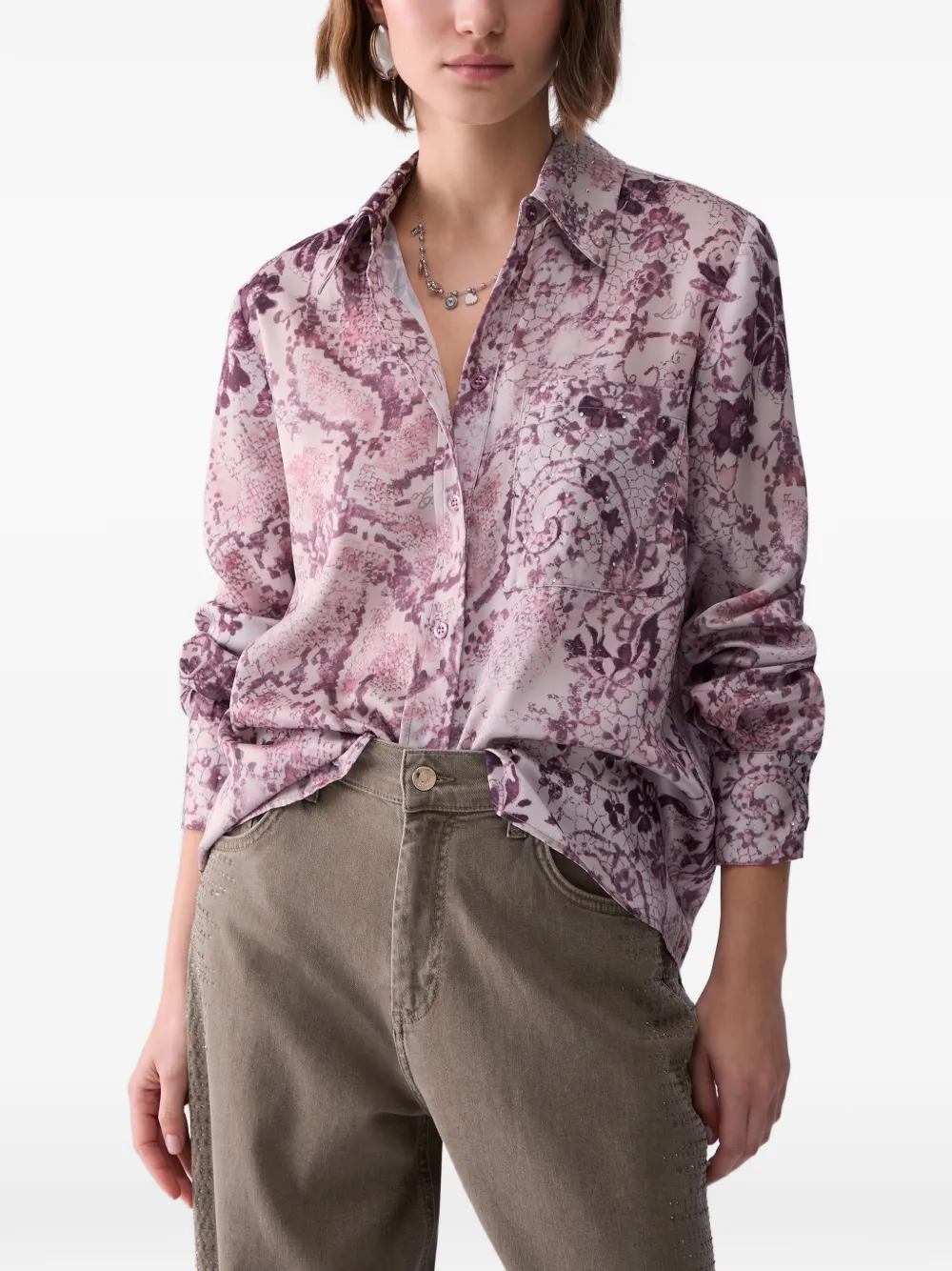 LIU JO Twill blouse met print Roze