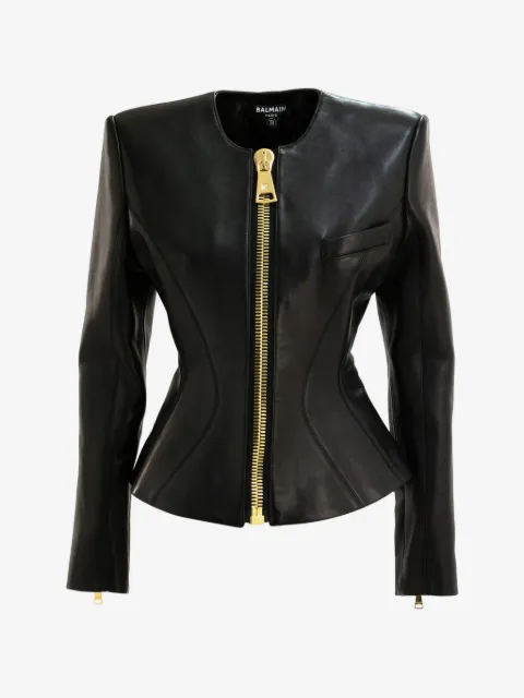 Balmain zip-up leather jacket