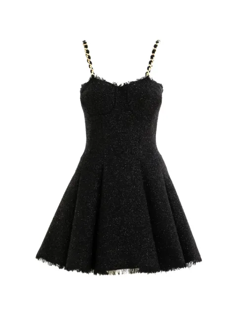 Balmain chain-link-strap frayed-edge mini dress