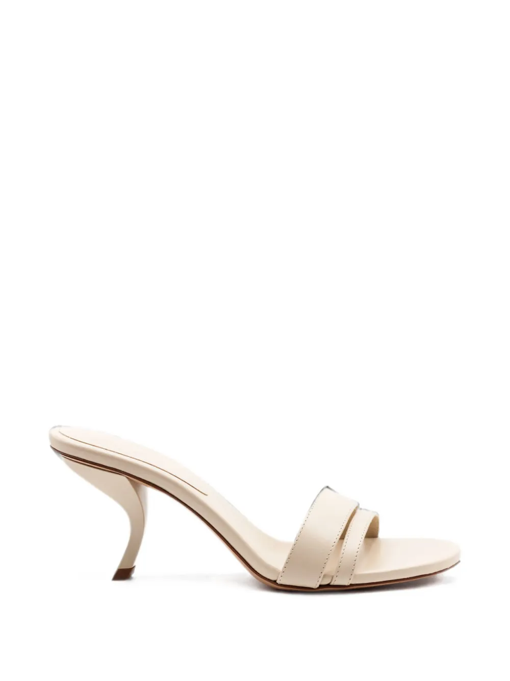 GIABORGHINI stiletto double-strap leather sandals Beige