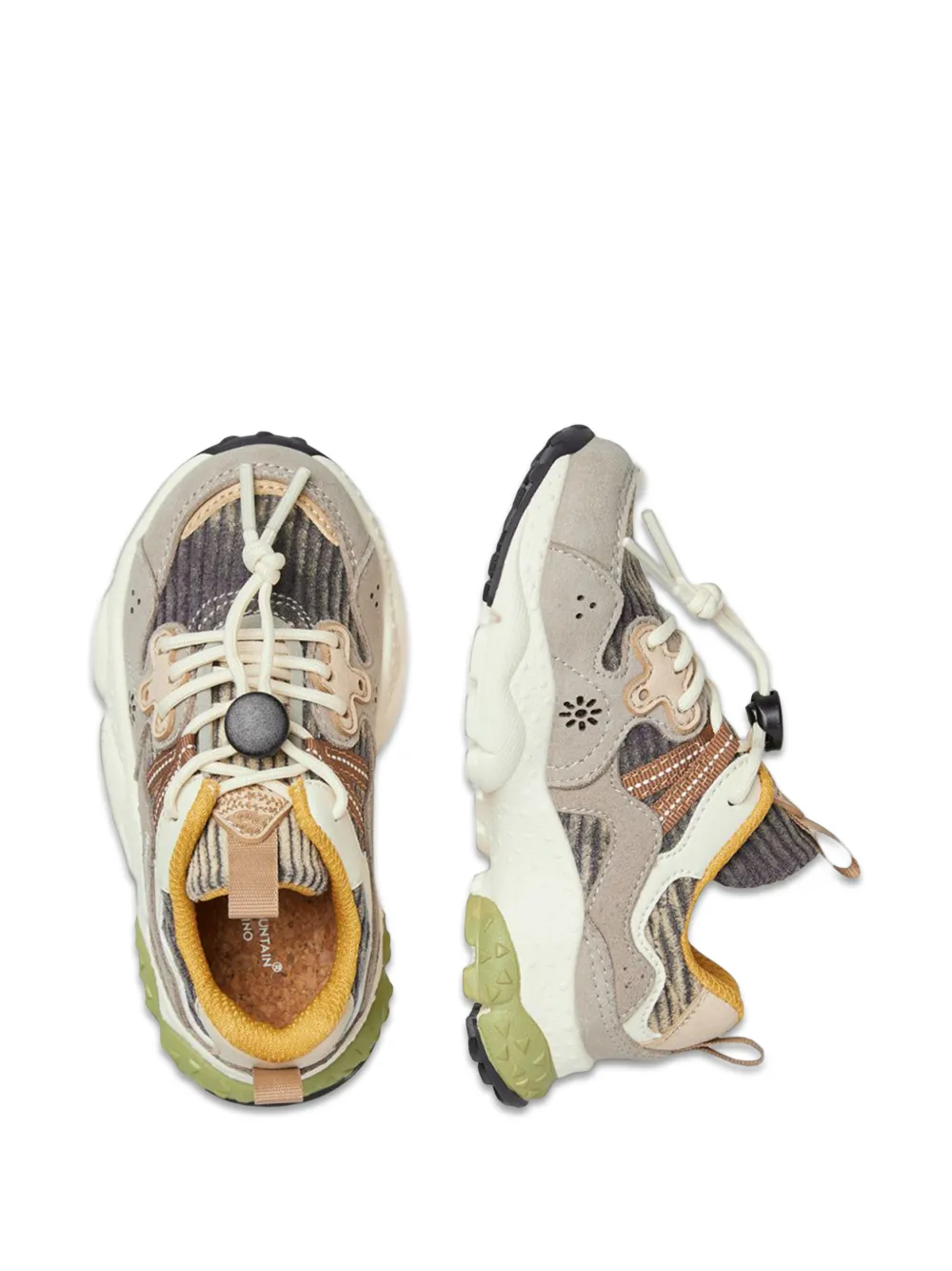 FLOWER MOUNTAIN KIDS Yamano 3 corduroy panelled sneakers Beige