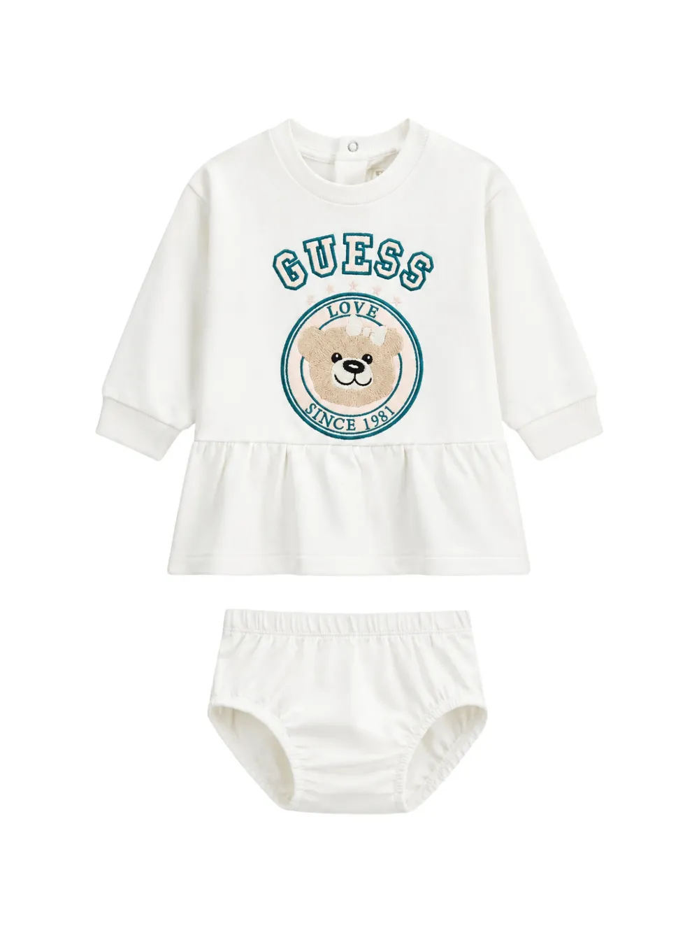 guess kids logo-print ruffled dress set (set of two) - Bianco