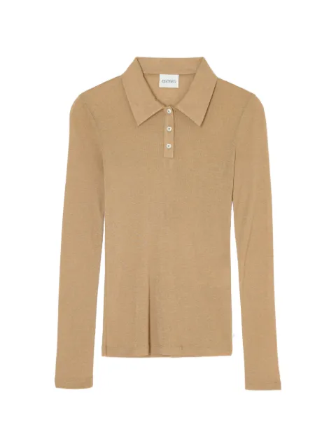 Closed long-sleeve polo top