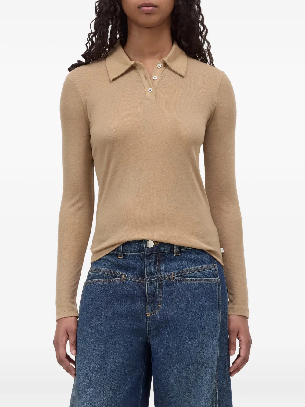 Closed Polotop met lange mouwen Beige