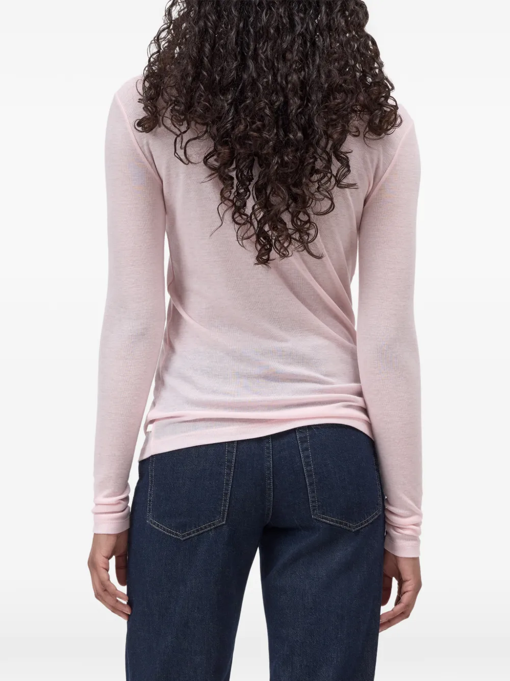 Closed roll-neck long-sleeve sweater Roze