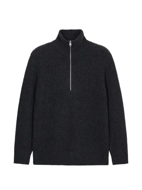 Closed ribbed-knit half-zip sweater