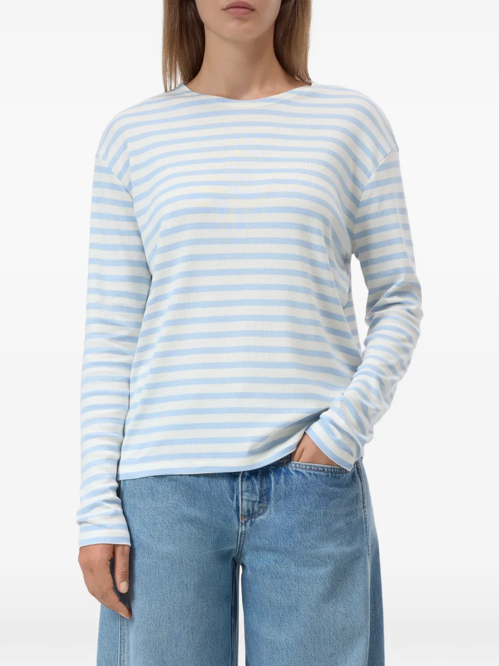 Closed T-shirt met lange mouwen Wit