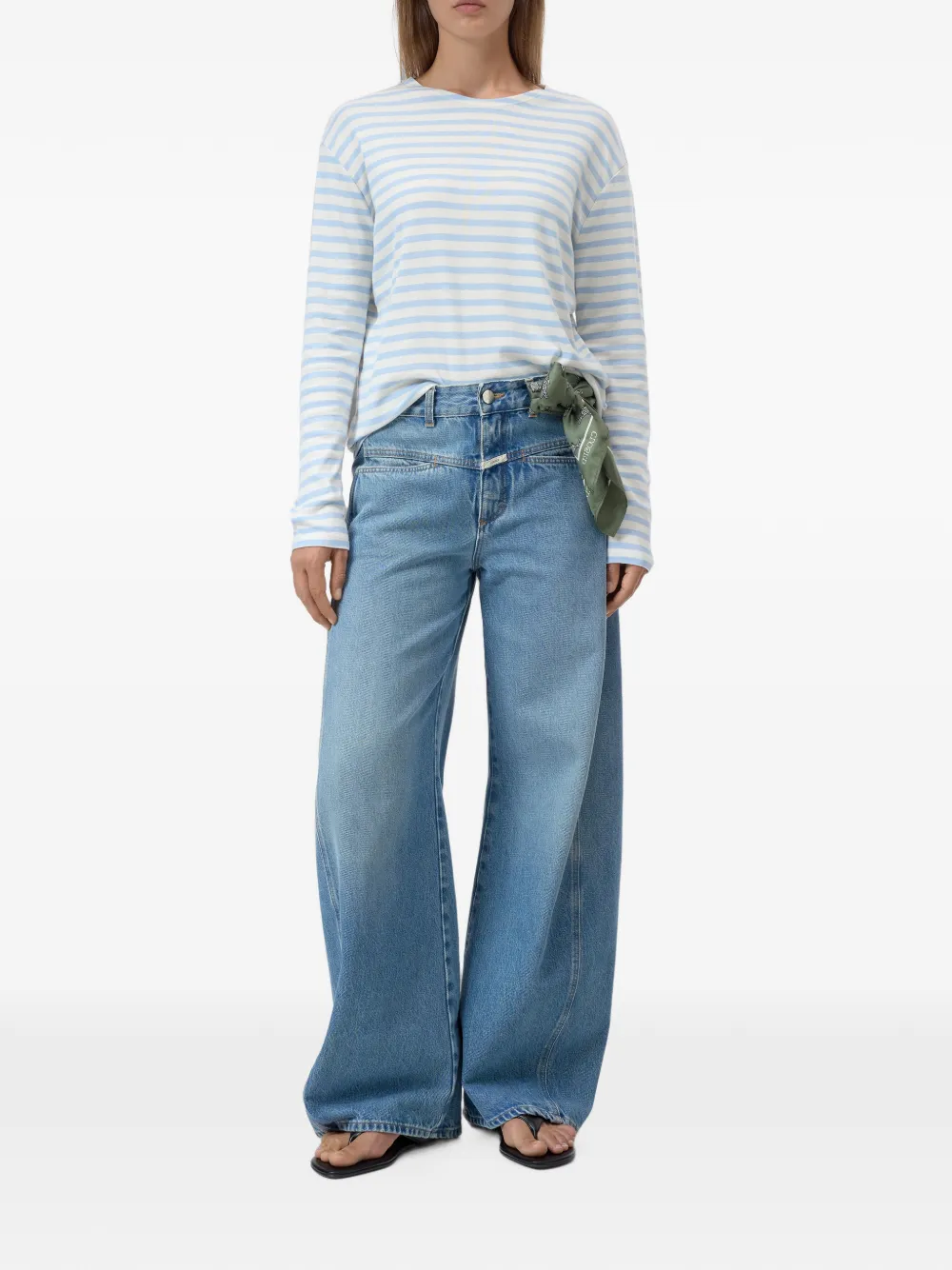 Closed T-shirt met lange mouwen Wit