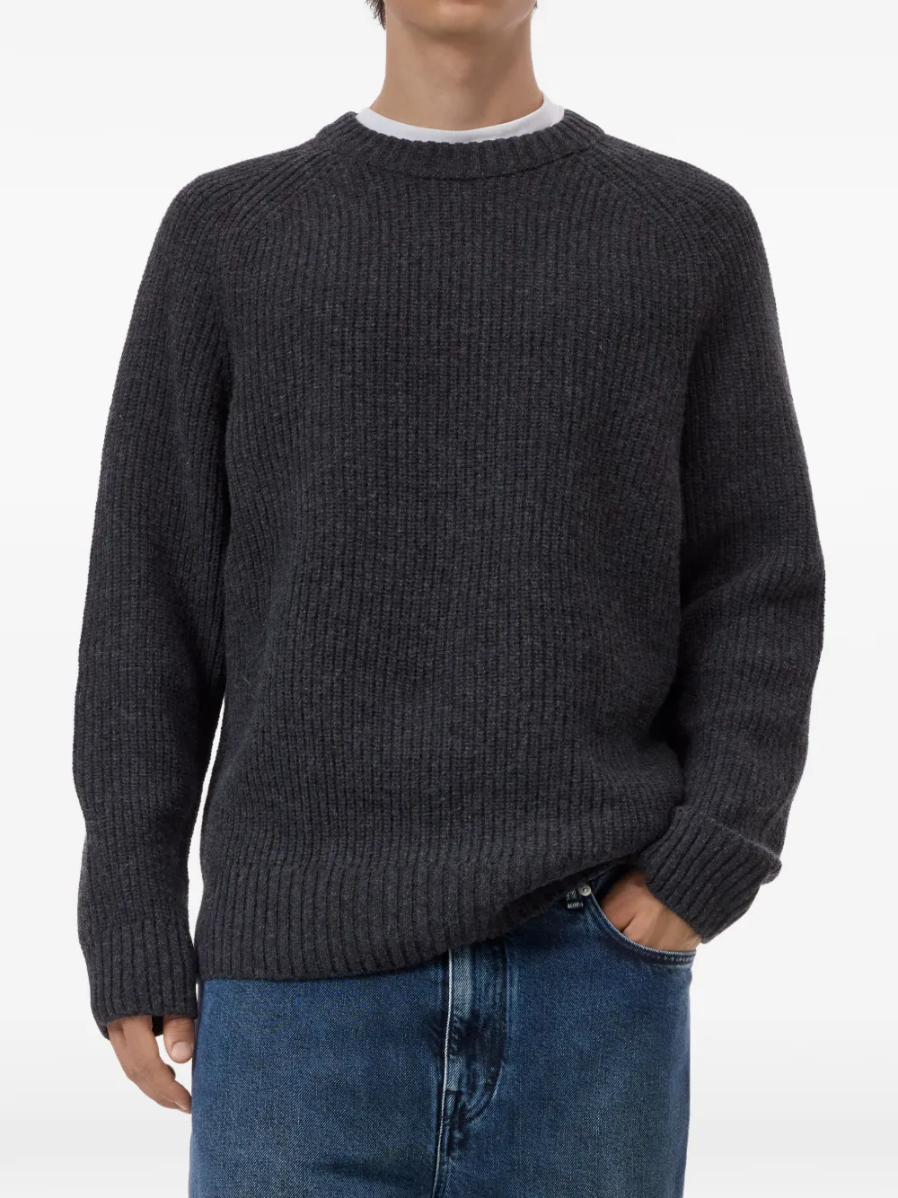 Closed Ribgebreide trui met raglan mouwen Grijs