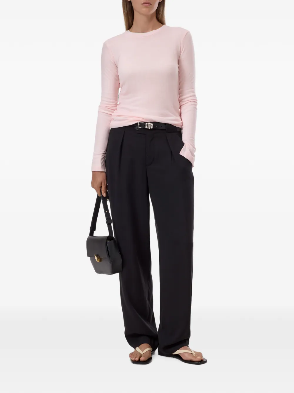 Closed T-shirt met lange mouwen en manchetten met split Roze