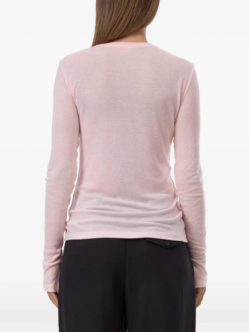 Closed T-shirt met lange mouwen en manchetten met split Roze