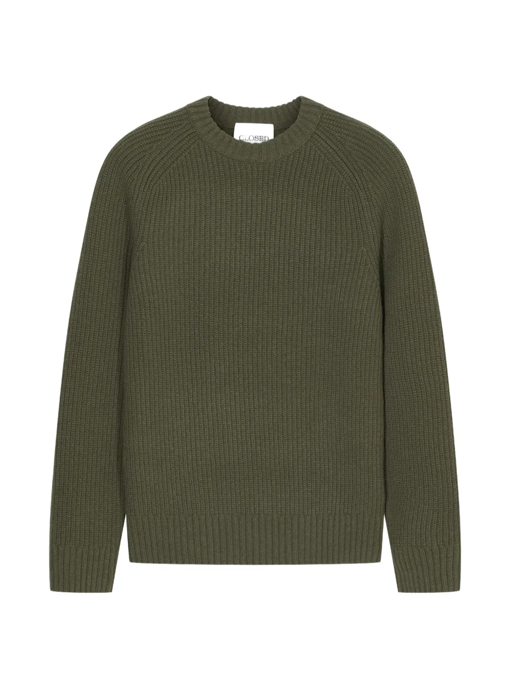 Closed ribbed-knit raglan-sleeve sweater - Grün
