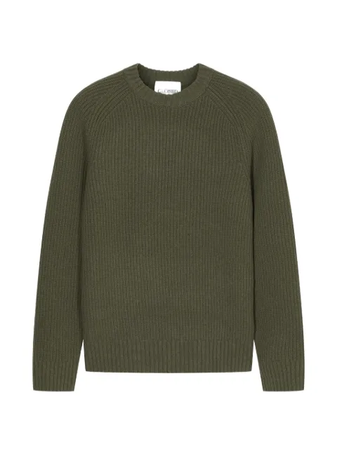 Closed ribbed-knit raglan-sleeve sweater