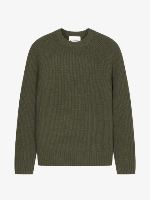 Closed ribbed-knit raglan-sleeve sweater