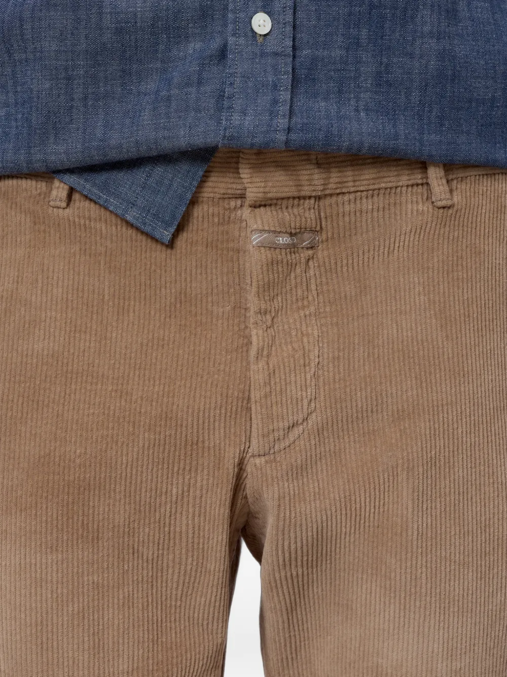 Closed Ribfluwelen broek Beige