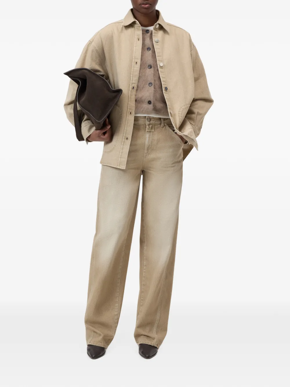 Closed Weston jeans met wijde pijpen Beige