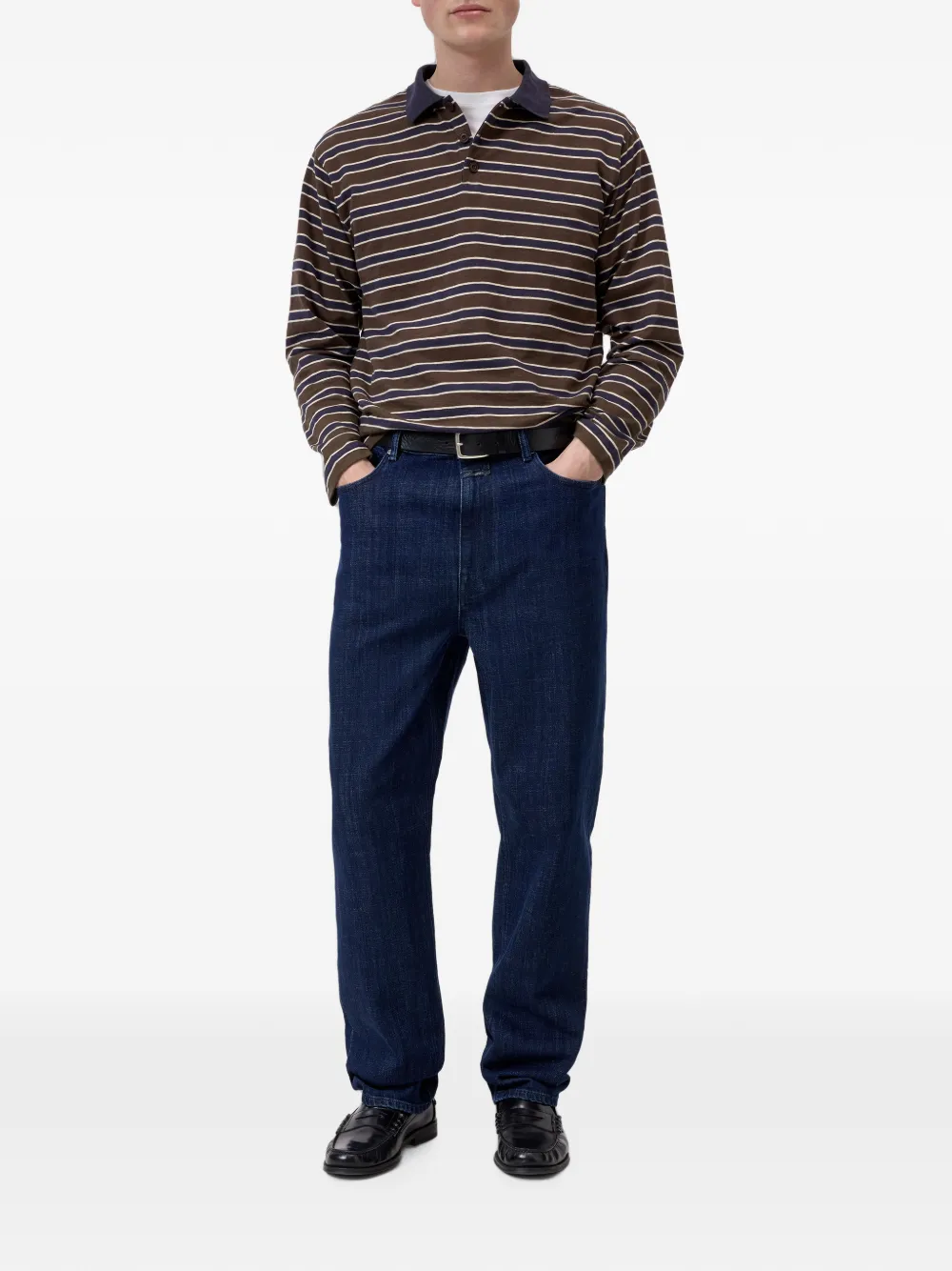 Closed Gestreept poloshirt Bruin