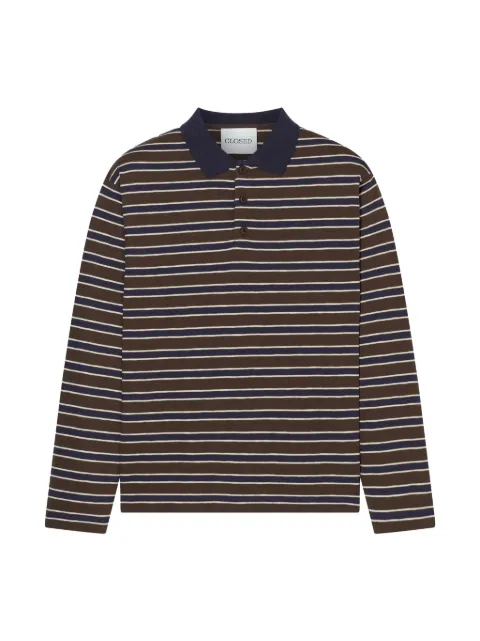 Closed striped long-sleeve polo shirt