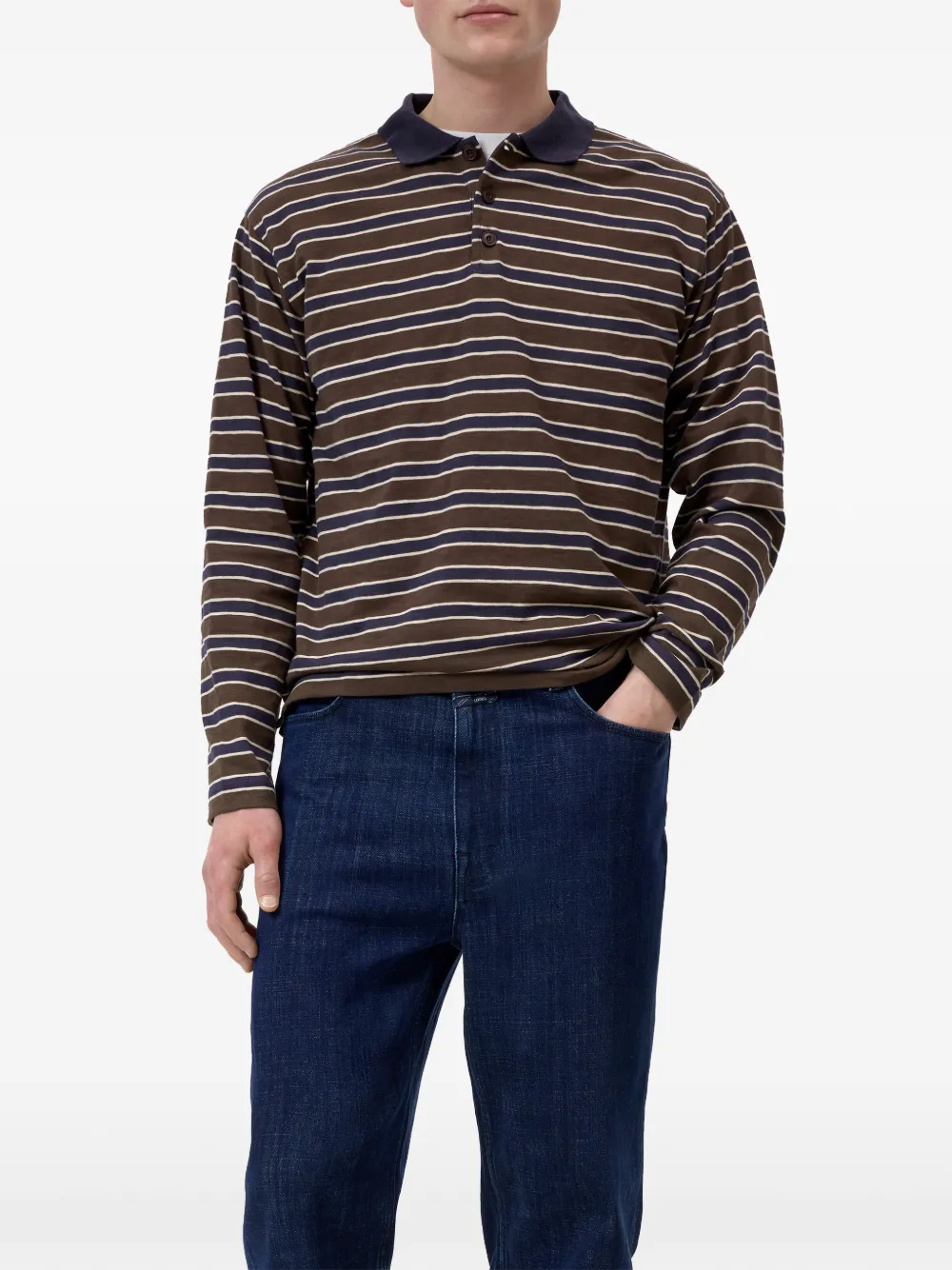 Closed Gestreept poloshirt Bruin
