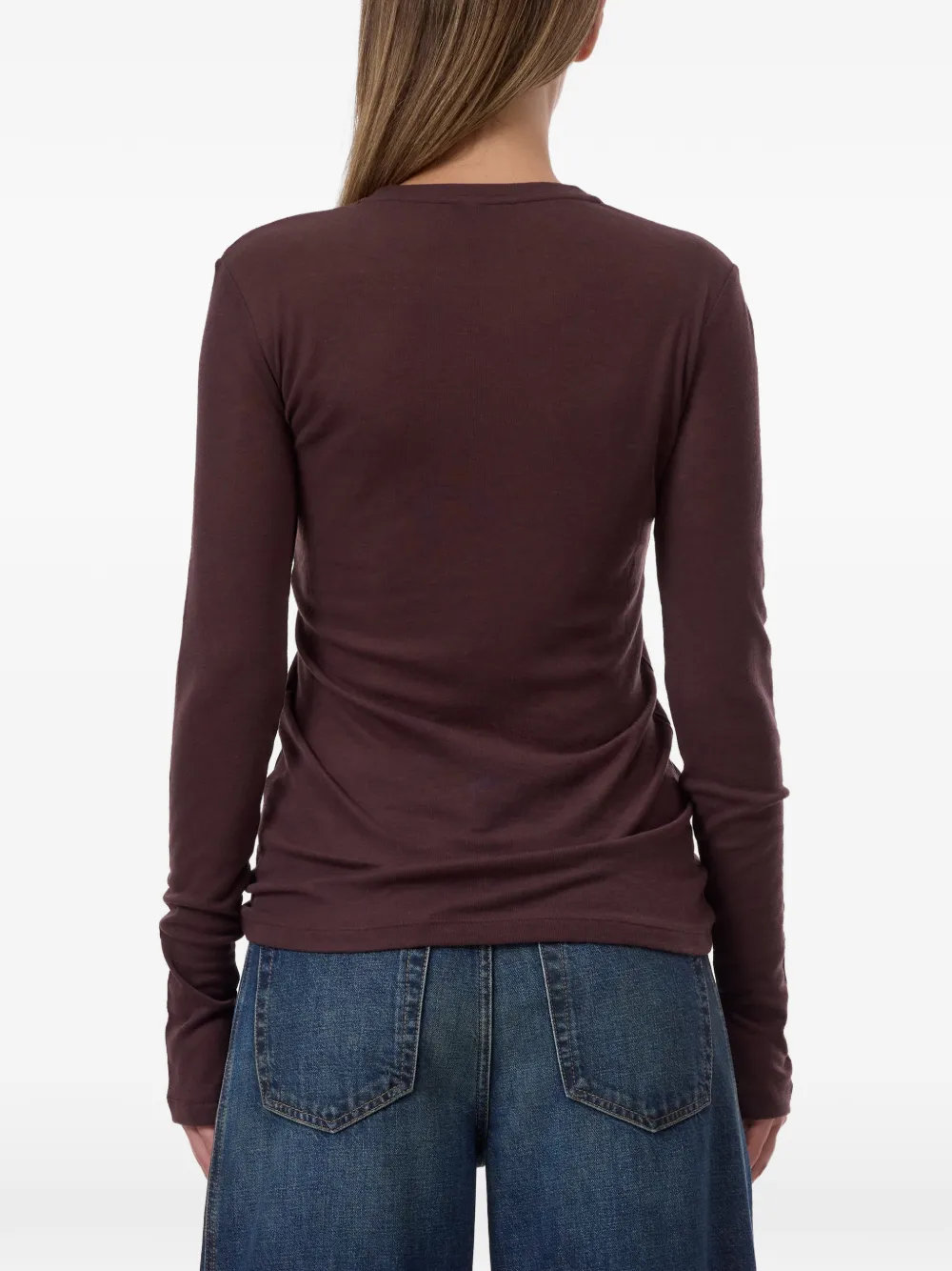Closed T-shirt met lange mouwen Bruin