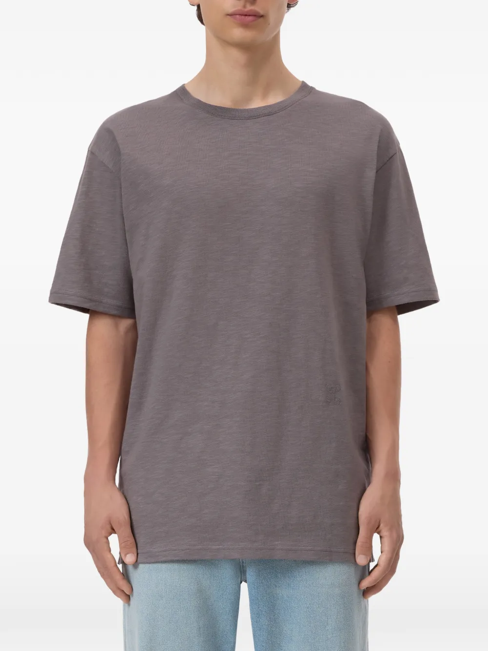Closed T-shirt met geborduurd logo Grijs