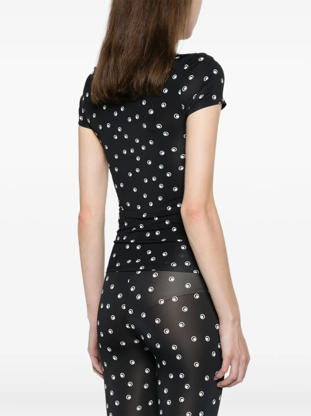 Marine Serre polka-dot Moon short-sleeves roundneck top Zwart