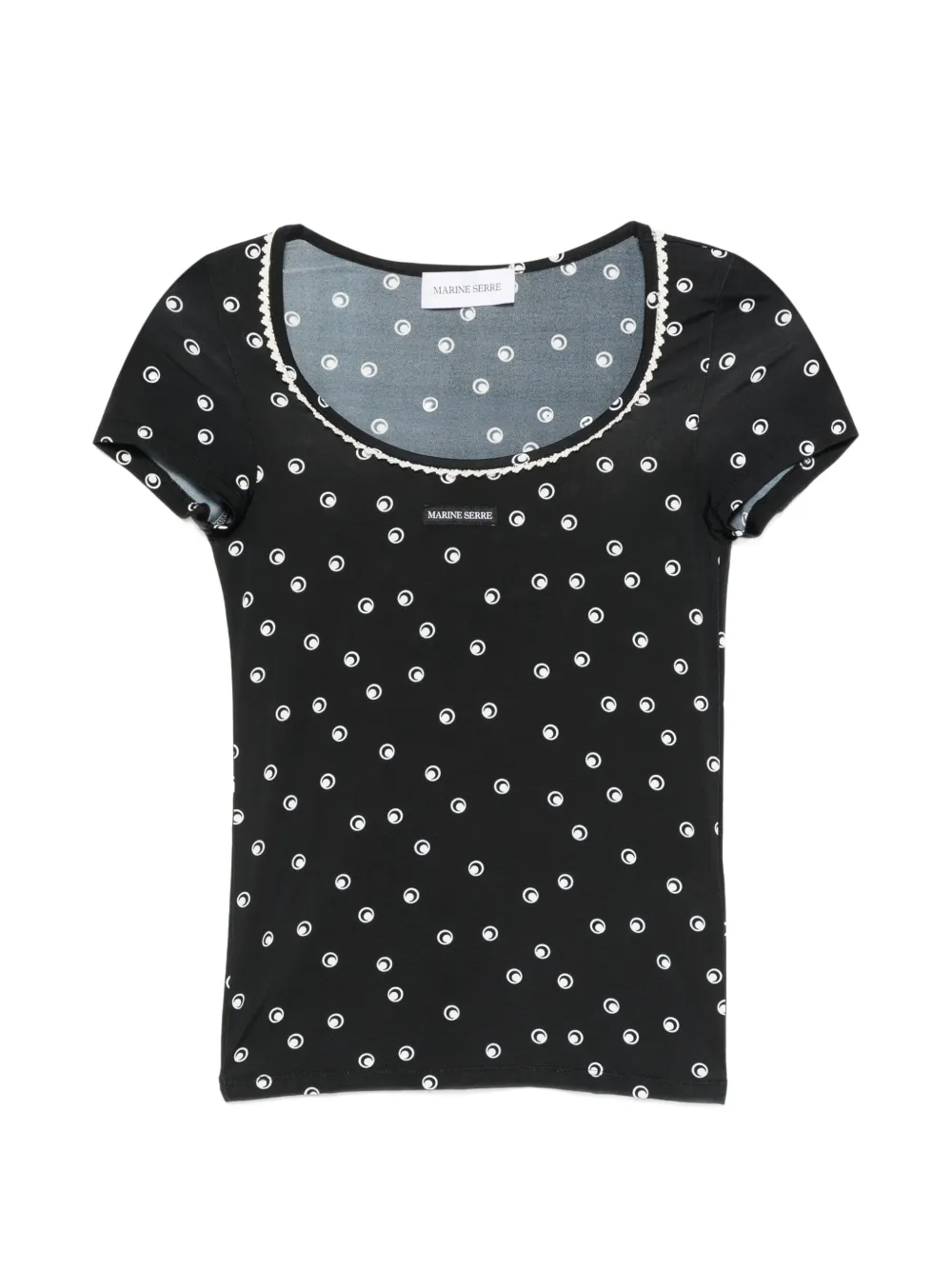 Marine Serre polka-dot Moon short-sleeves roundneck top Zwart
