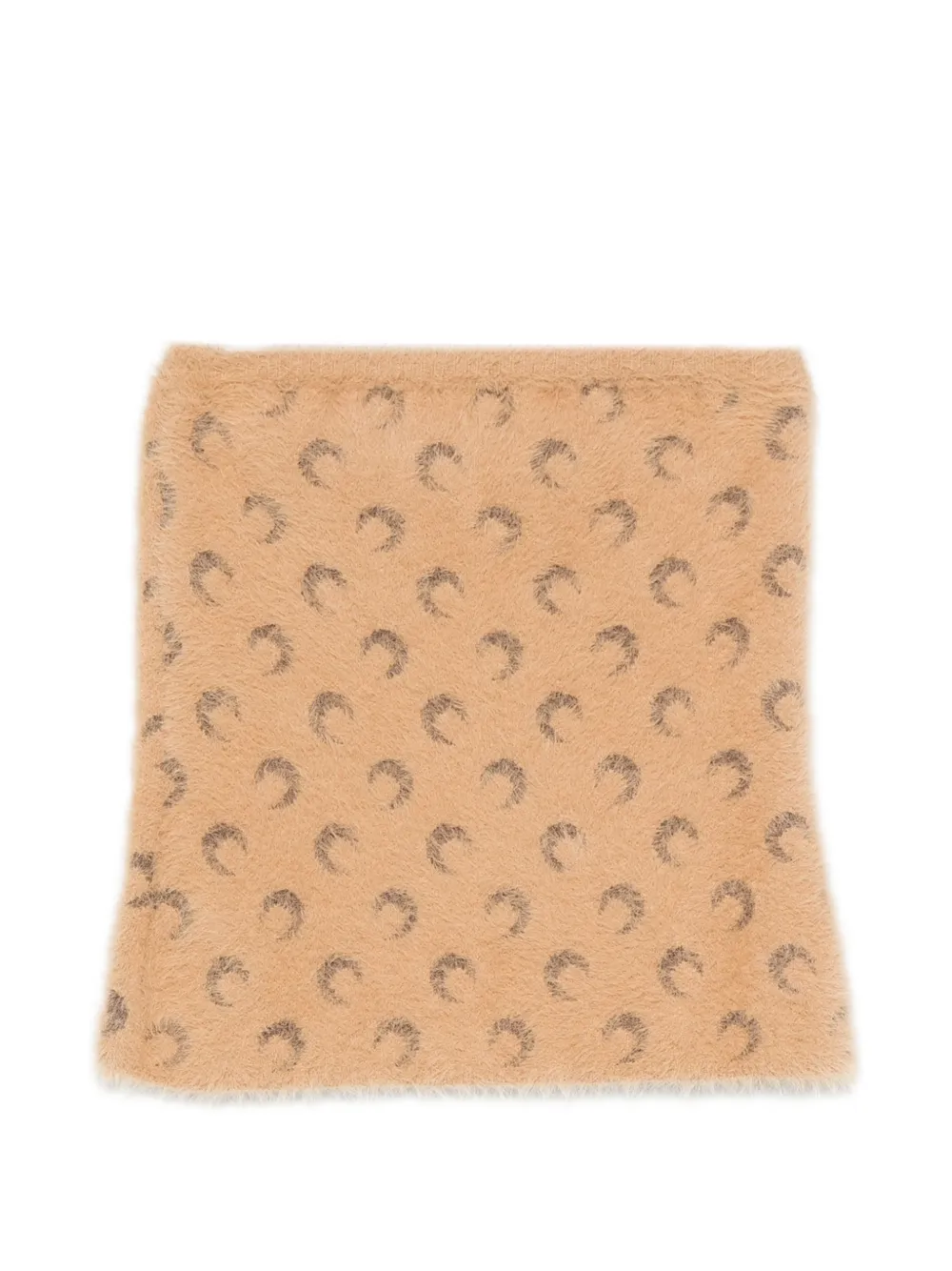 Marine Serre fluffy Moon jacquard knit bustier top Beige