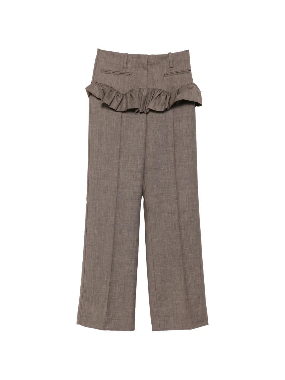 GANNI ruffled melange trousers - Marron