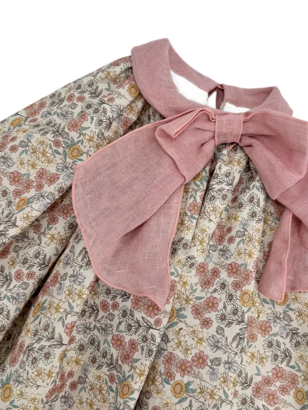 La Stupenderia Jurk met bloemenprint en strikdetail Beige