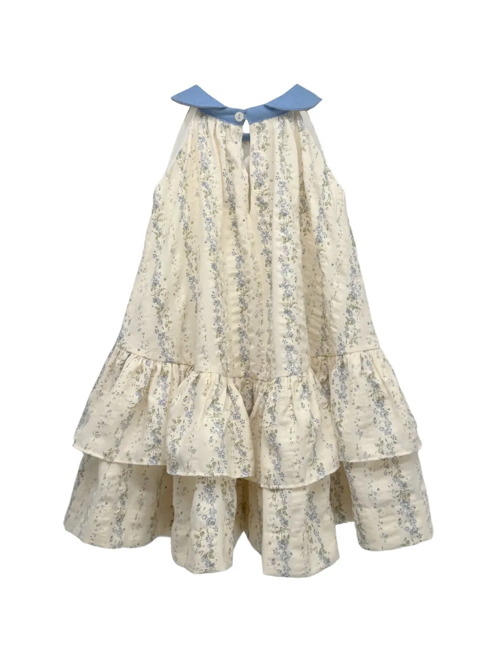 La Stupenderia Jurk met bloemenprint en ruches Beige