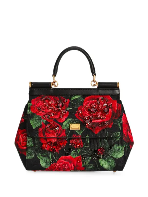 Dolce & Gabbana medium Sicily rose-print crystal-embellished tote bag